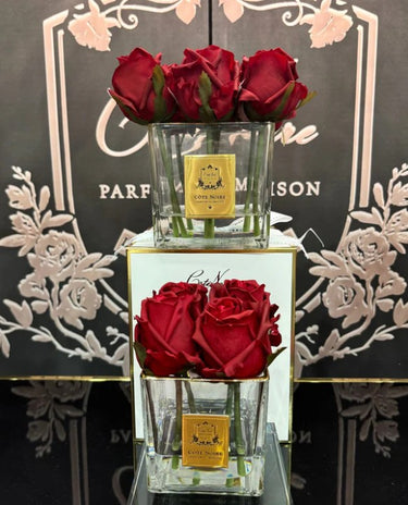 COUTURE SQUARE 9 ROSE BUDS CLEAR GLASS GOLD - Red - SVC904
